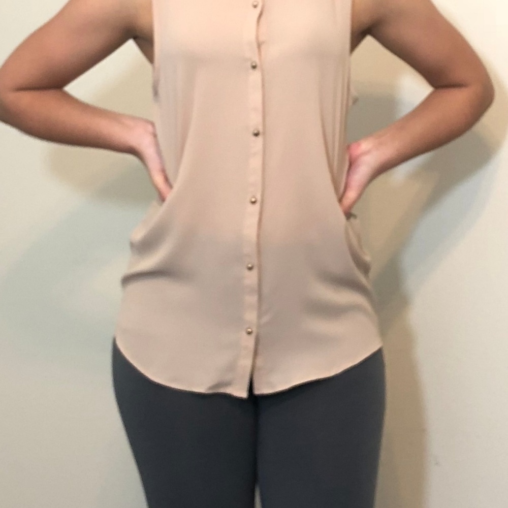 Sleeveless Button Up Shirt